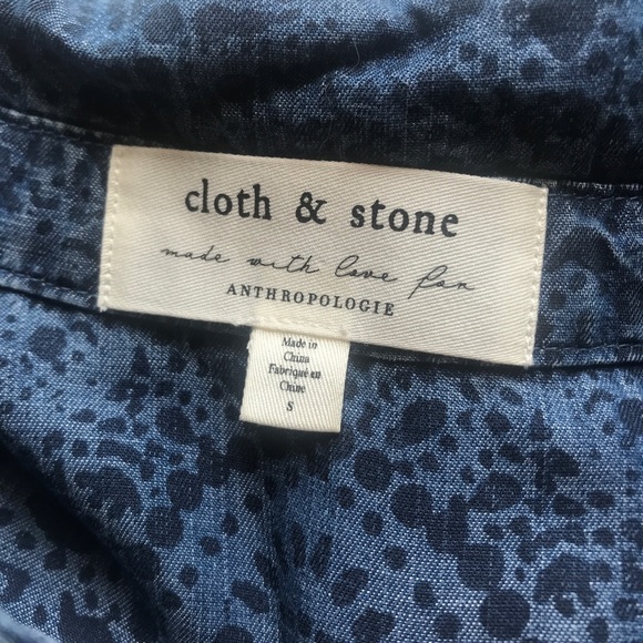 Cloth & Stone Anthropologie Medallion Print Chambray Tie Waist Shirt Dress Small - Picture 13 of 16